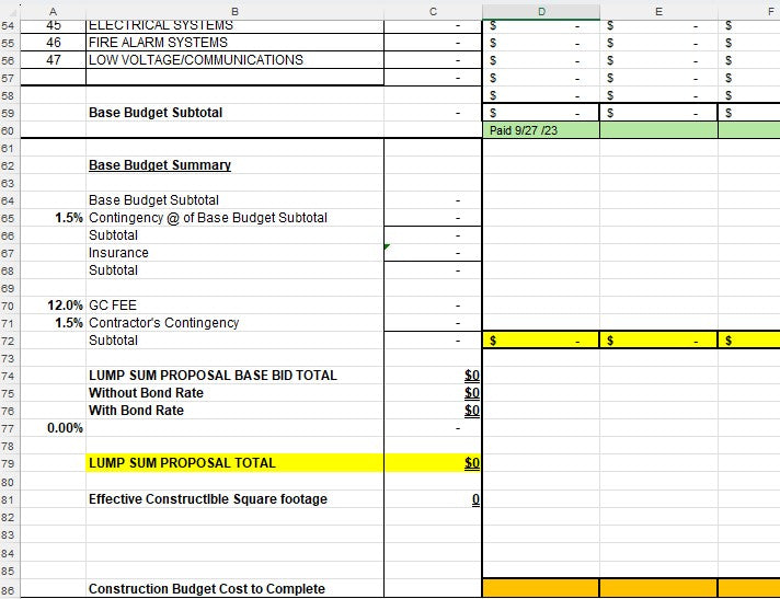 Cost Reporting Form