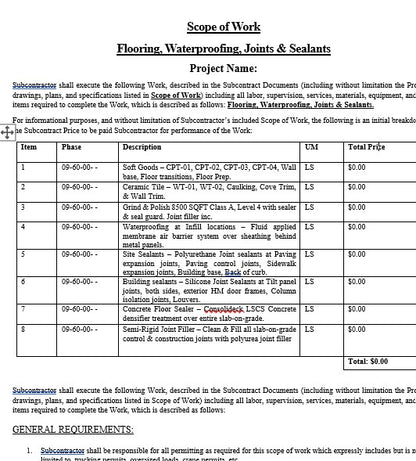 Scope Of Work Template