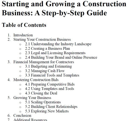 Starting and Growing a Construction Business: A Step-by-Step Guide